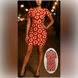 DVF Diane Von Furstenberg bodycon red white spotted dress 6